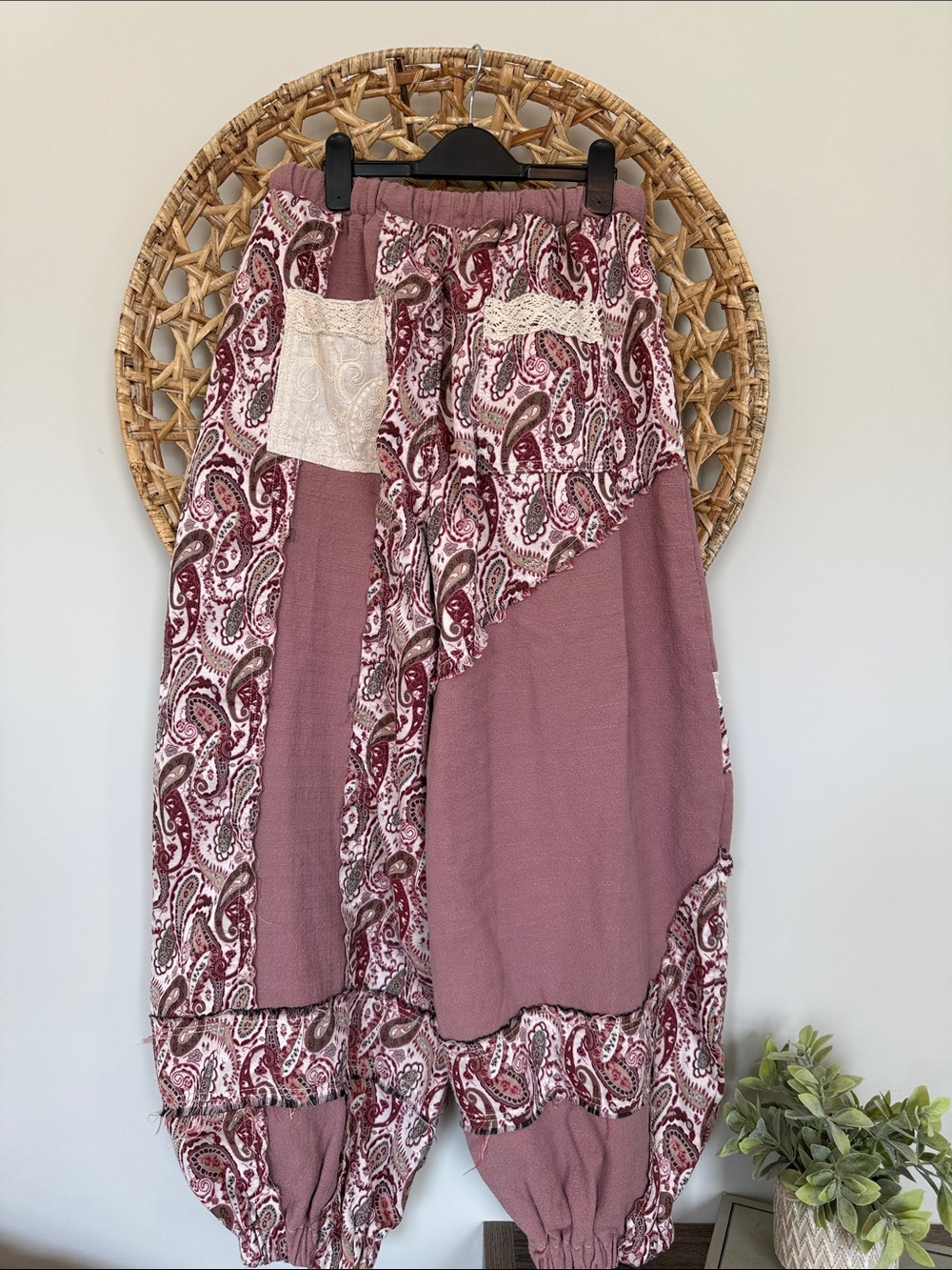 POL Boho Paisley Patchwork Women's Harem Pants - Mauve - Picture 12 of 16